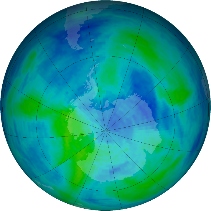 Antarctic ozone map for 17 March 1994
